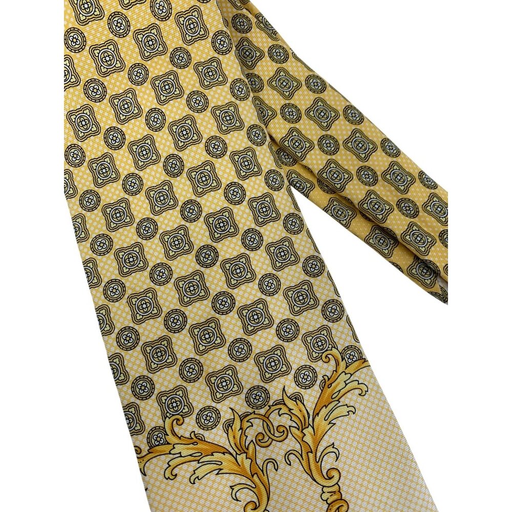 VTG Gianni Versace Yellow Gold Baroque Silk Necktie Italy - Picture 10 of 12